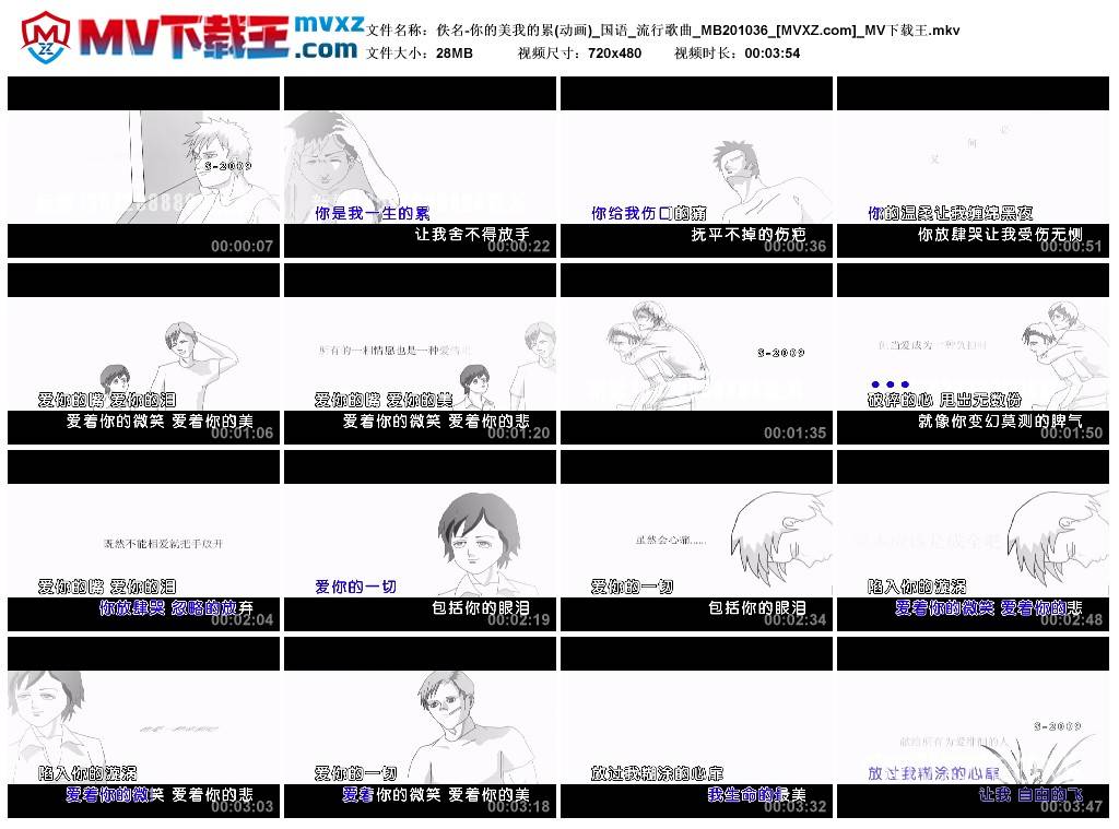 佚名-你的美我的累(动画)_国语_流行歌曲_MB201036